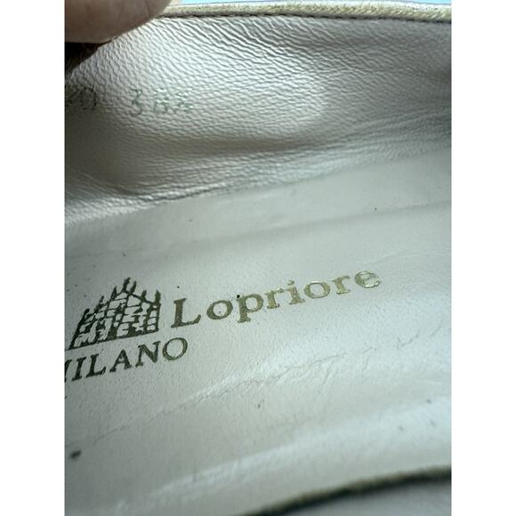 Michele Lopriore Cassidy Suede Loafers Shoes Womens 38.5 Gold Pewter Leather - Picture 13 of 13